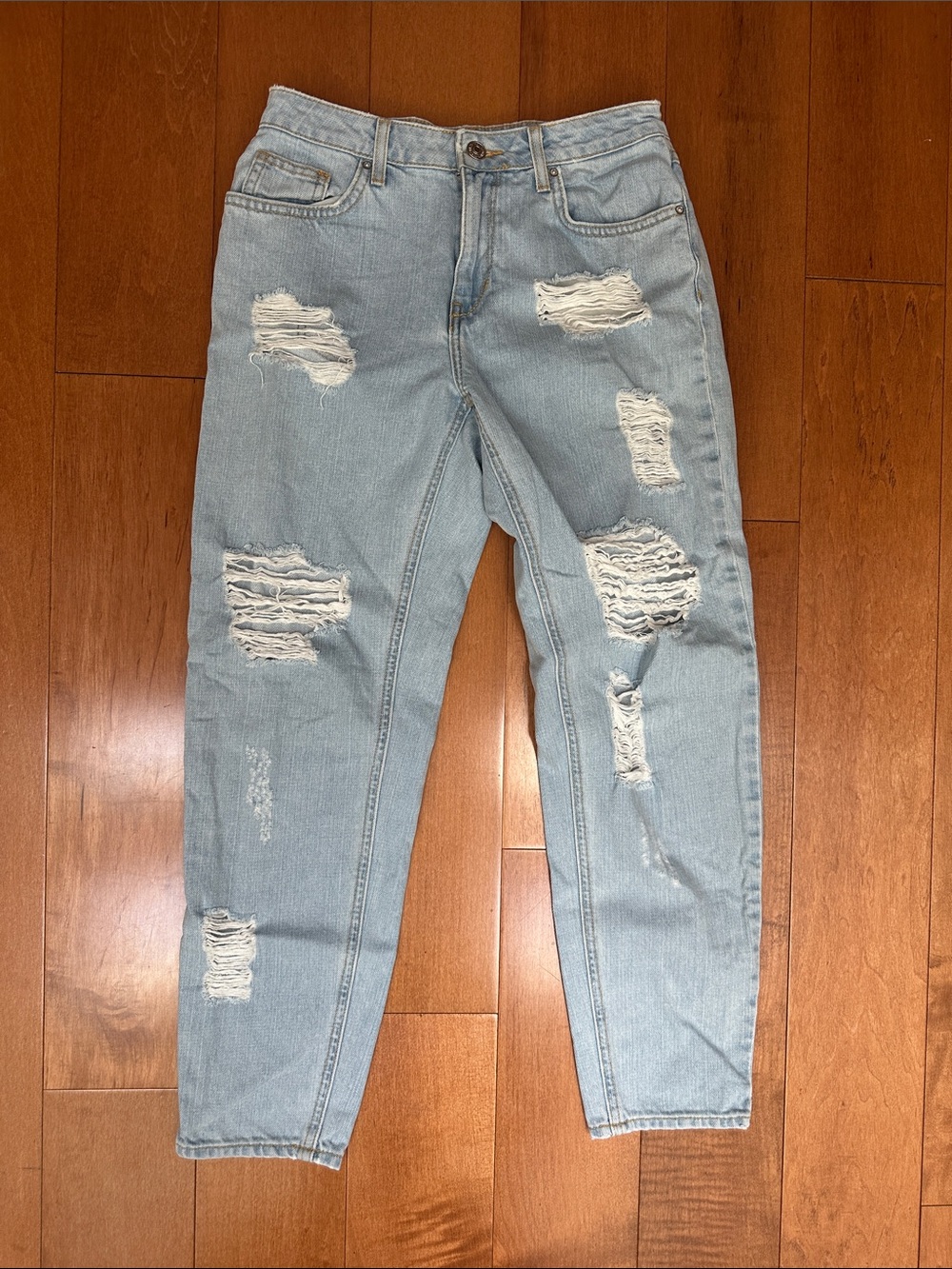 Light Wash Distressed High-Rise Jeans